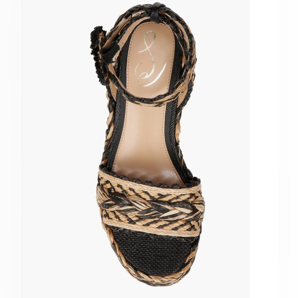 Sam Edelman Iliana Woven Platform Ankle-Strap Sandals Black & Natural Size 9.5 - Picture 3 of 12